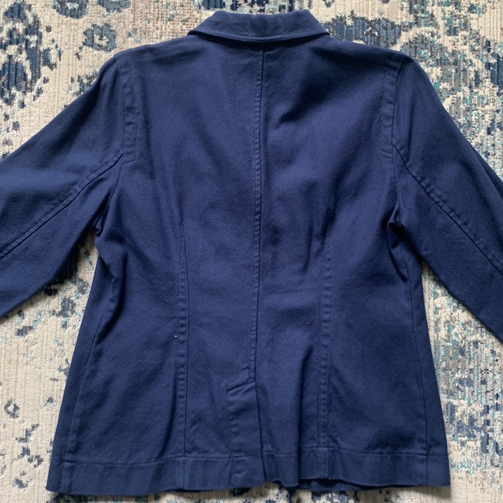 Eileen Fisher High Collar Navy Blazer - Picture 9 of 11